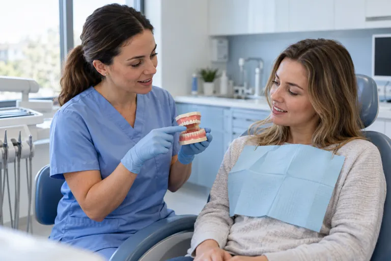 Illustrative photograph of a dental consultation